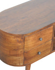 Chestnut Rounded Wooden TV Unit